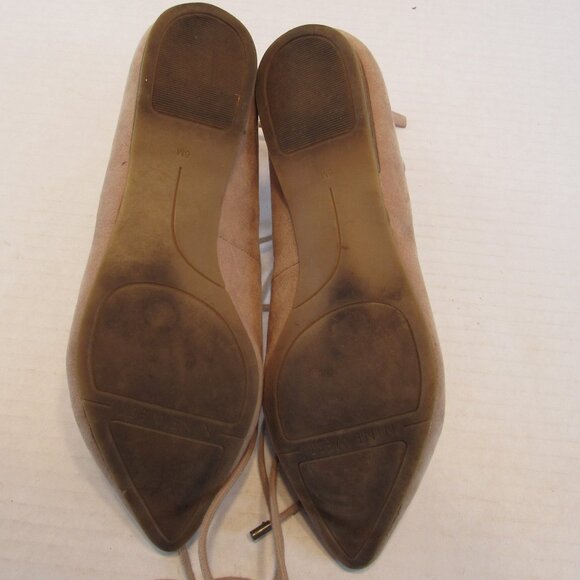 Nine West Beige Lace Up Tie Back Zip Sign Me Up Faux Suede Ballet Flats Size 6M - Picture 11 of 11